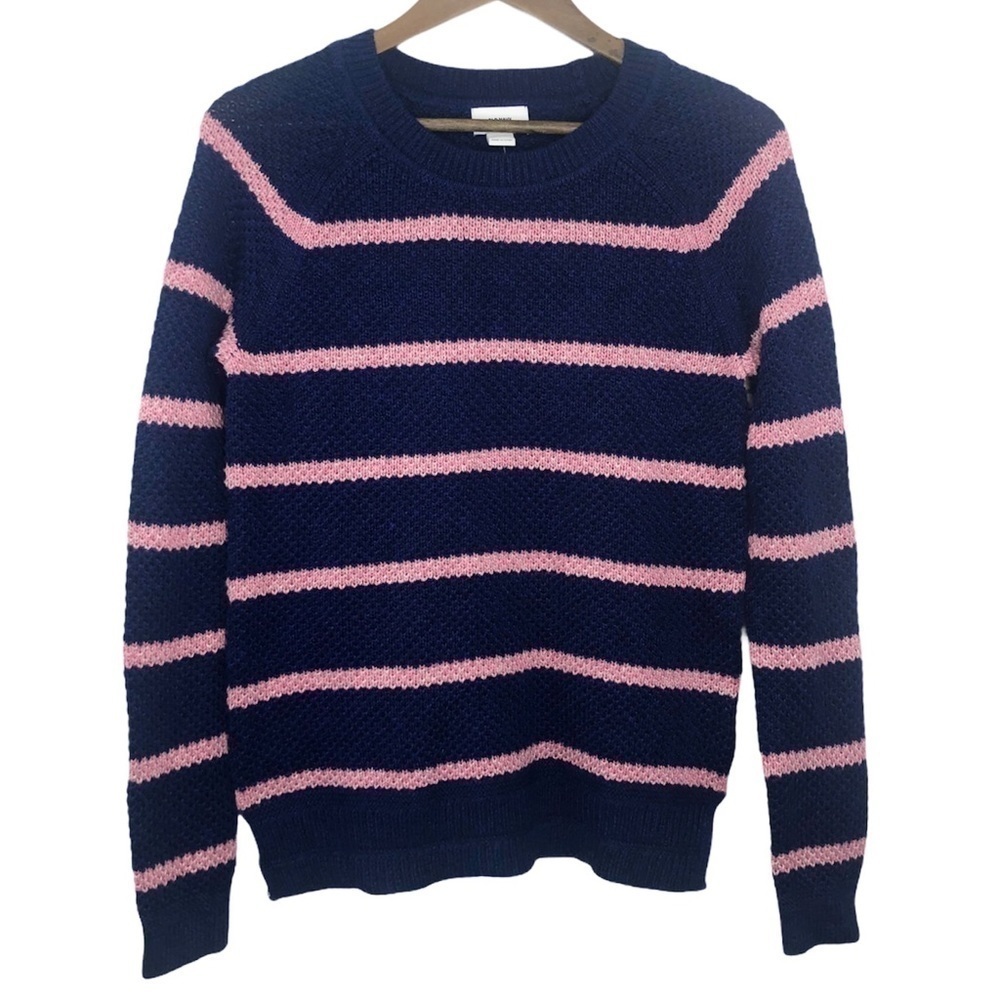 𝅺Old Navy Blue & Pink Stripe Crew Neck Sweater NWT